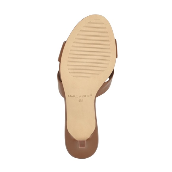 Marc Fisher Queta Peanut Leather Slide Sandals - Picture 8 of 9